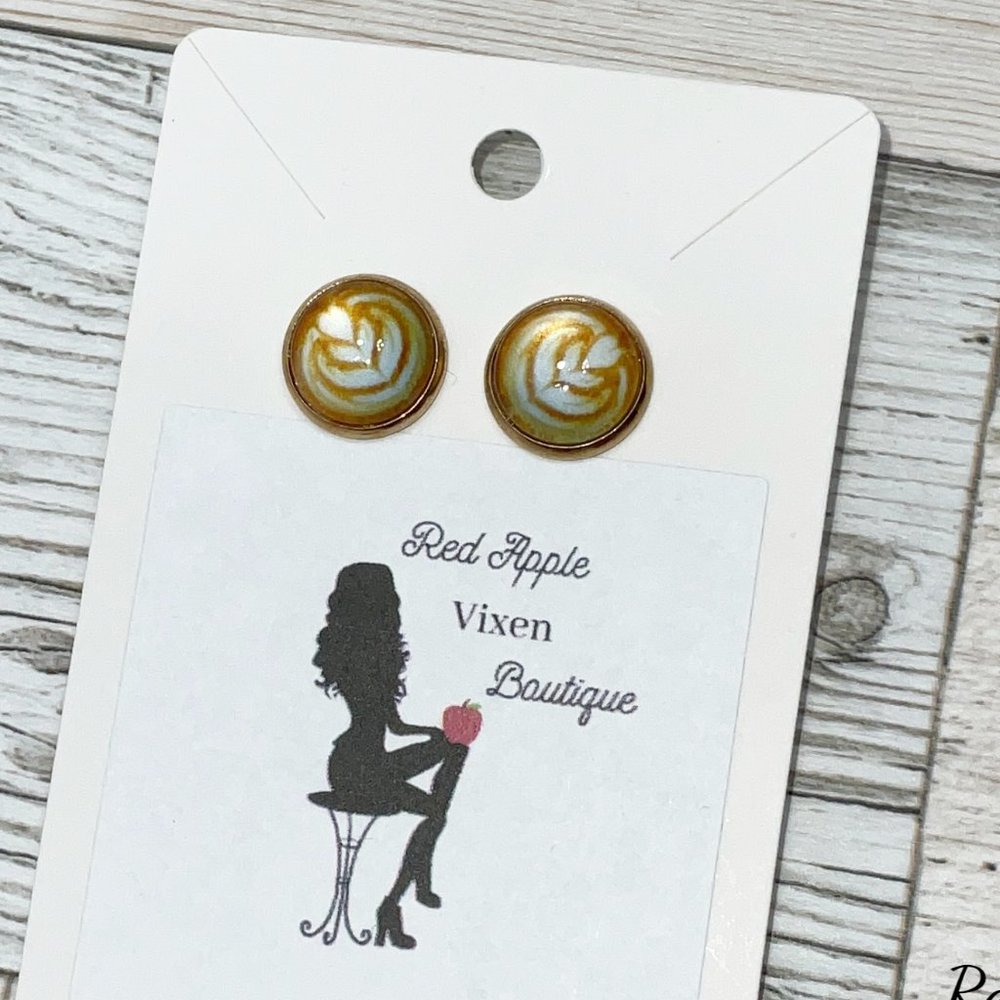 Coffee Latte Stud Earrings